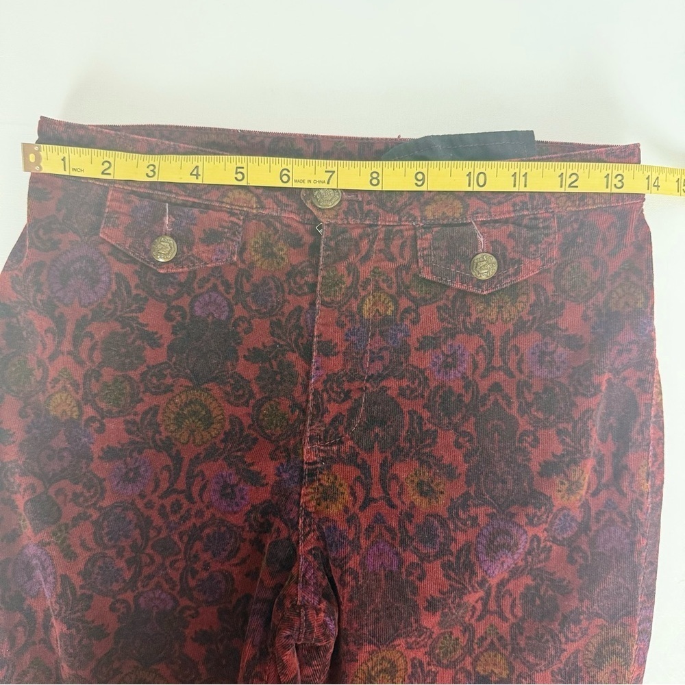 NWOT Free People Brocade Crop Flare Pants Red Multicolor Size 2 - Picture 7 of 12